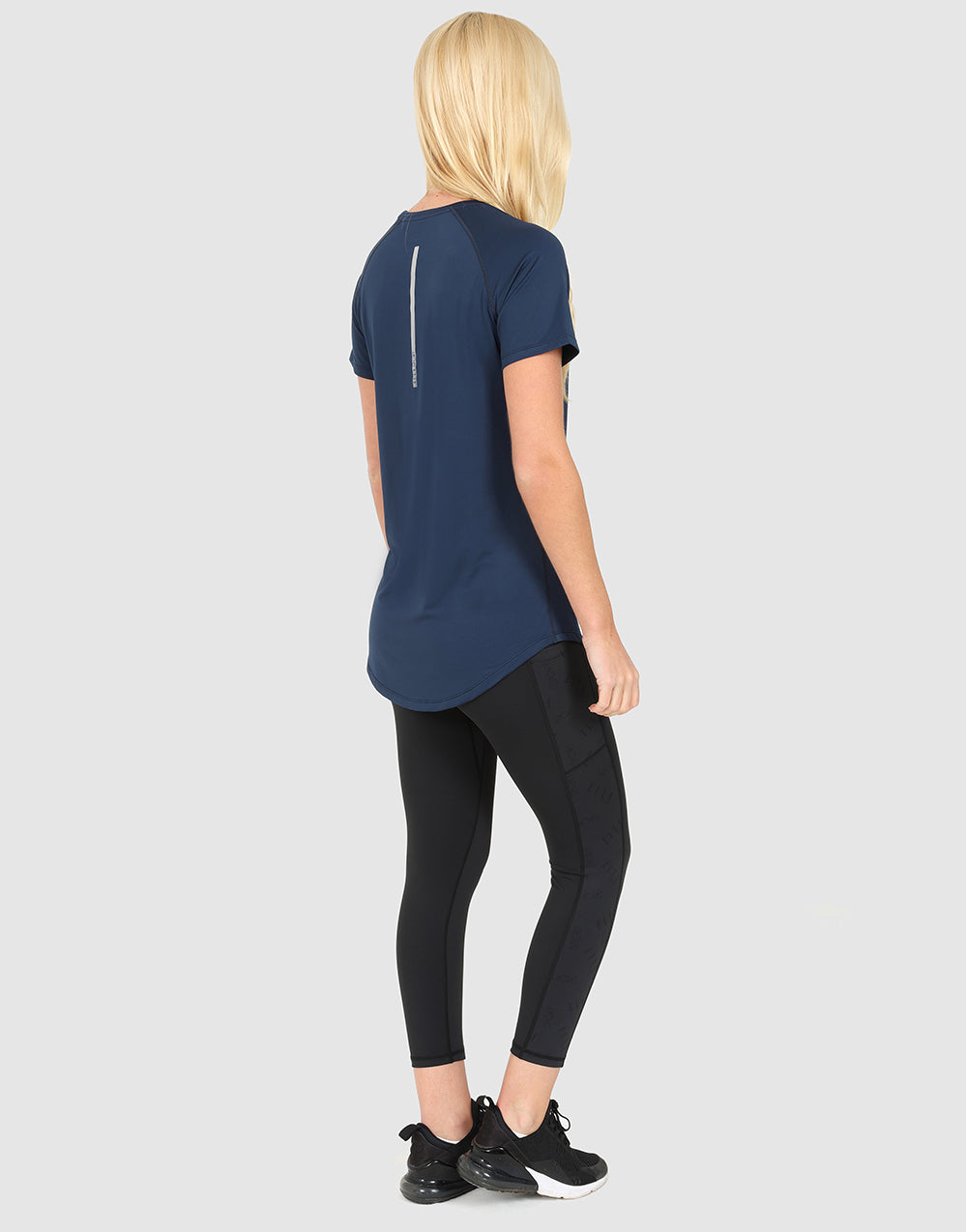 ELLE Sport Long Line Performance T-Shirt - Navy - Elle Sport