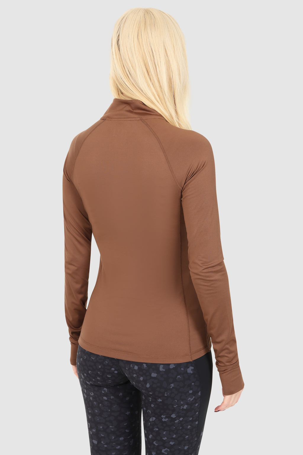 ELLE Sport Long Sleeve Full Zip Top - Brown - Elle Sport