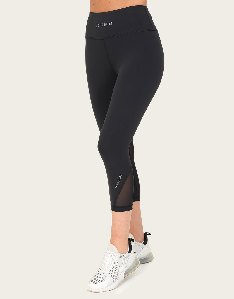 ELLE Sport Panel Cropped Legging - Black - Elle Sport