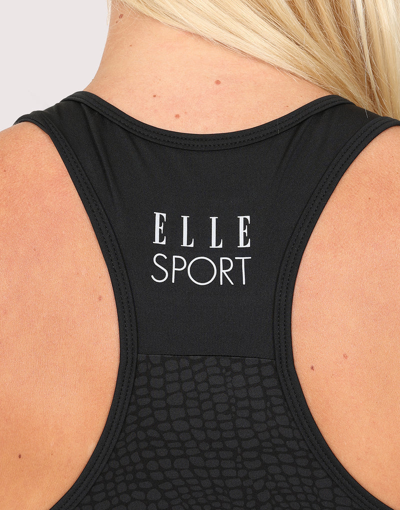 ELLE Sport Printed Muscle Back Vest - Black - Elle Sport