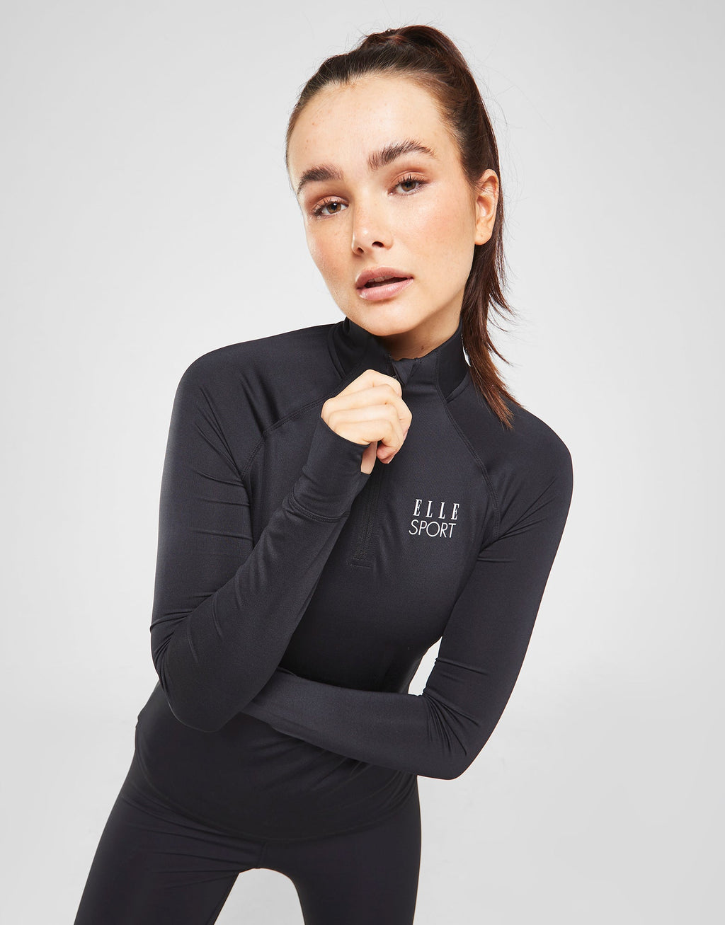 Long sleeve zip up sports top sales