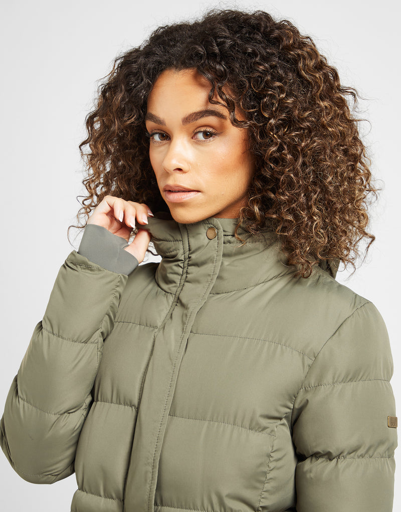 Womens quilted store jacket with hood